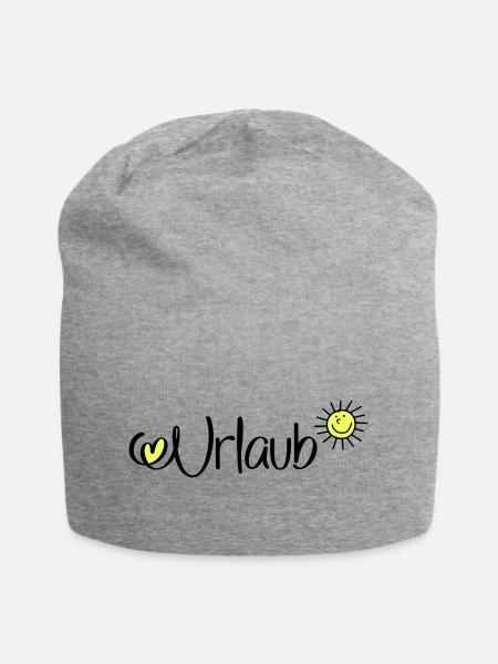 Urlaub in der Sonne - Jersey-Beanie - Grau meliert