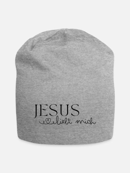Jesus liebt mich - Jersey-Beanie - Grau meliert