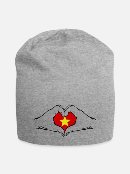 Vietnam Herzform - Jersey-Beanie - Grau meliert