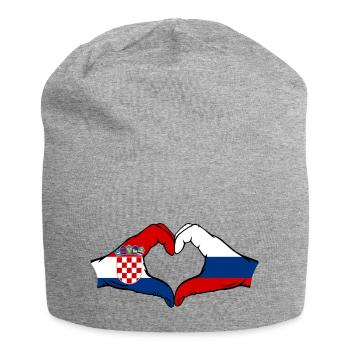 Croatia Russia heart shape with hands - Jersey Beanie - heather grey - Front