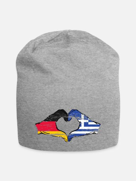 Deutschland Griechenland Flagge Hände Herz used - Jersey-Beanie - Grau meliert