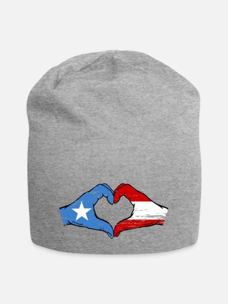 Somalia Österreich Flagge Hände Herzform used - Jersey-Beanie - Grau meliert