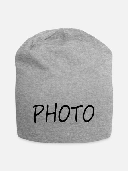 Photo Schriftzug Foto Bild - Jersey-Beanie - Grau meliert