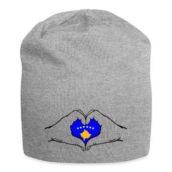 Kosovo Flagge Hände Herzform - Jersey-Beanie - Grau meliert - Vorne