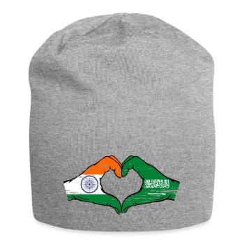 India Saudi Arabia Flag Hands Heart Shape Used - Jersey Beanie - heather grey - Front