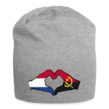 Holland Angola Flagge Hände Herzform - Jersey-Beanie - Grau meliert - Vorne