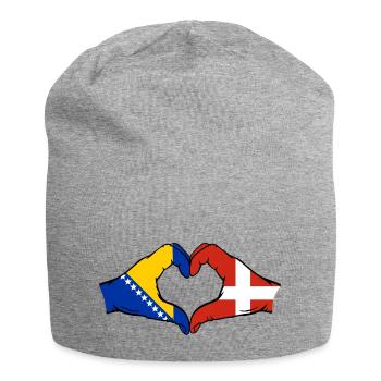 Bosnien Dänemark Flagge Hände Herzform - Jersey-Beanie - Grau meliert - Vorne