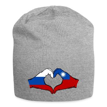 Russie Taiwan Drapeau Mains Coeur Forme - Bonnet en jersey - gris chiné - Devant