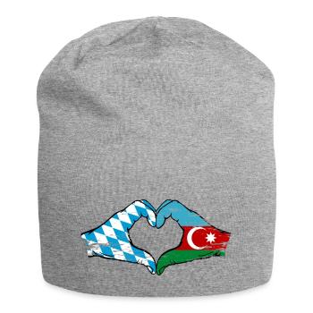 Bayern Aserbaidschan Flagge Hände Herzform used - Jersey-Beanie - Grau meliert - Vorne