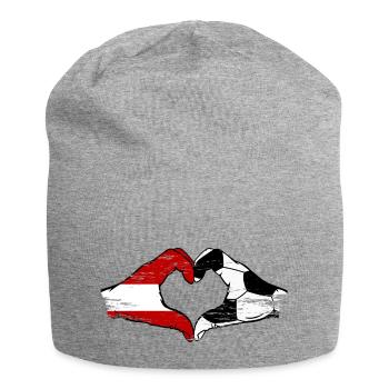 Österreich Fussball Flagge Hände Herzform used - Jersey-Beanie - Grau meliert - Vorne