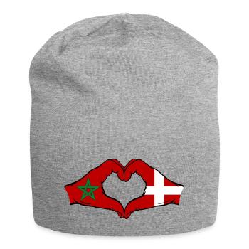 Marokko Daenemark Flagge Haende Herzform - Jersey-Beanie - Grau meliert - Vorne