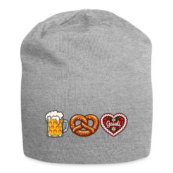Bier Brezel & Lebkuchenherz –  Volksfest Motiv - Jersey-Beanie - Grau meliert - Vorne