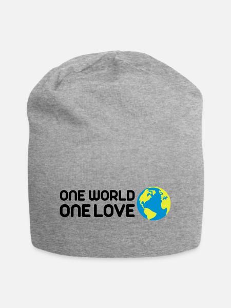 One World One Love - Jersey-Beanie - Grau meliert