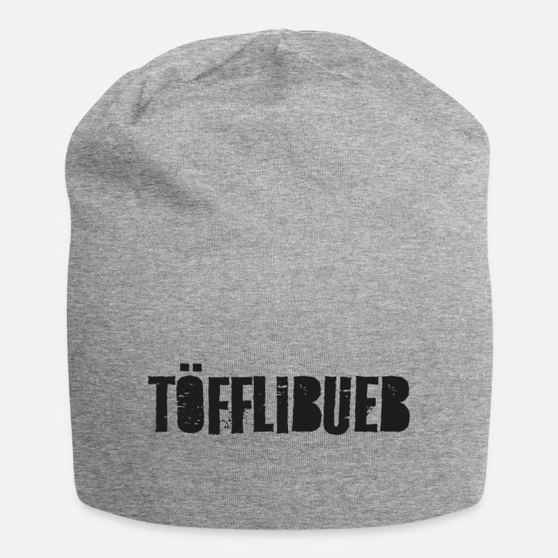 Schweizerdeutsch Töfflibueb Schwarz - Jersey-Beanie - Grau meliert