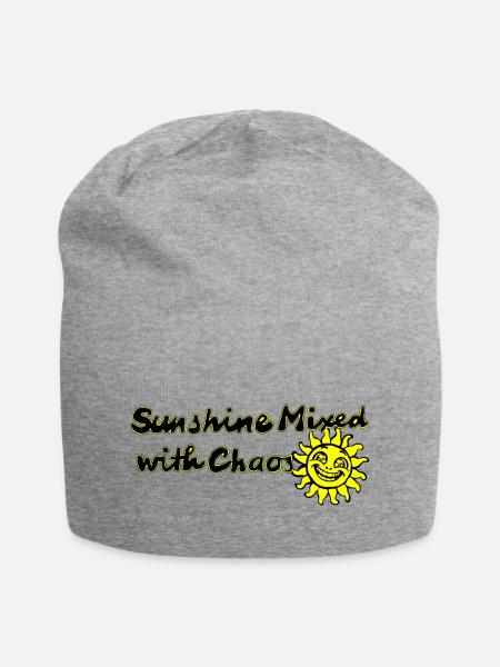 Sonnenschein gemischt mit Chaos - Jersey-Beanie - Grau meliert