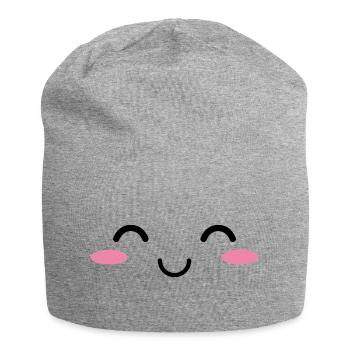 Glückliches Kawaiigesicht - Jersey-Beanie - Grau meliert - Vorne