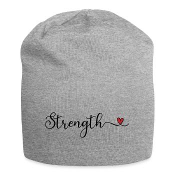 Strength Heart Typography - Jersey Beanie - heather grey - Front