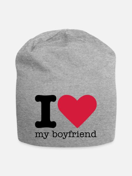 I Love My Boyfriend - Jersey-Beanie - Grau meliert