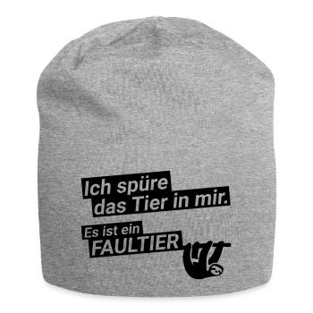 spüre das Tier in mir ein Faultier Spruch lustig - Jersey-Beanie - Grau meliert - Vorne
