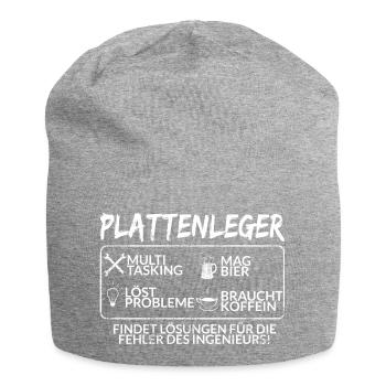 Der Plattenleger - Jersey-Beanie - Grau meliert - Vorne