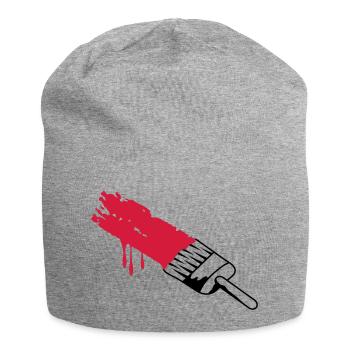 Pinsel mit Farbe - Jersey-Beanie - Grau meliert - Vorne