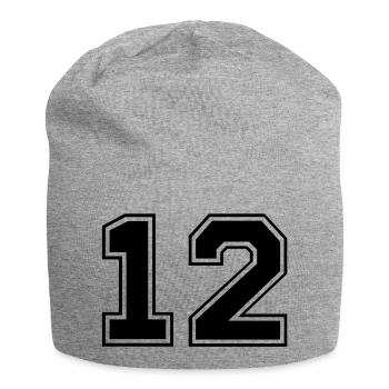 12 - Jersey-Beanie - Grau meliert - Vorne