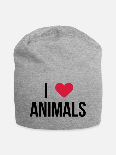 I love animals! Say gift - Jersey Beanie - heather grey