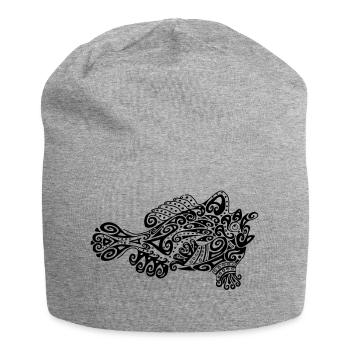 Petit poisson grenouille mignon - Bonnet en jersey - gris chiné - Devant
