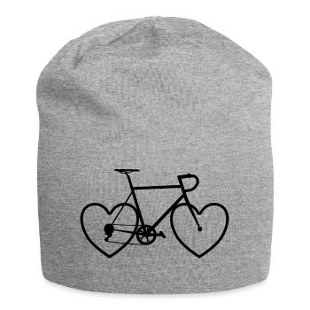 Bicycle Bike Hearts Love Gift Sport Wheel Love - Jersey Beanie - heather grey - Front