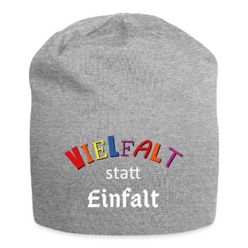 Vielfalt statt Einfalt - Jersey-Beanie - Grau meliert - Vorne