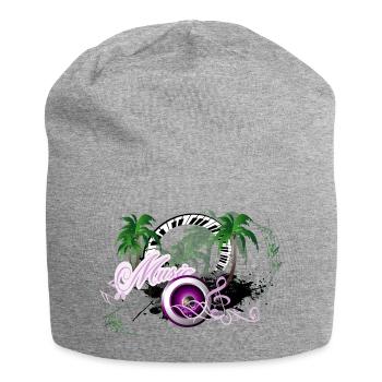 Haut-parleur de musique avec des palmiers - Bonnet en jersey - gris chiné - Devant