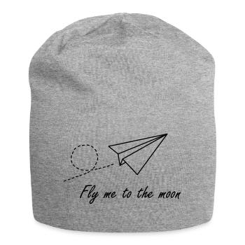 Paper plane Fly to the moon - Jersey Beanie - heather grey - Front
