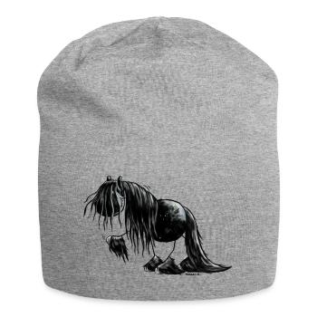 Drolliges Friesen Pferd - Friese - Jersey-Beanie - Grau meliert - Vorne