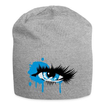farbiges Auge mit langen Wimpern - Jersey-Beanie - Grau meliert - Vorne