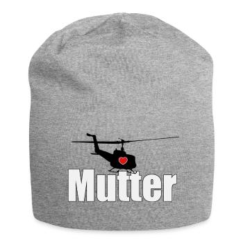 Helikopter Mutter - das Geschenk zum Muttertag - Jersey-Beanie - Grau meliert - Vorne