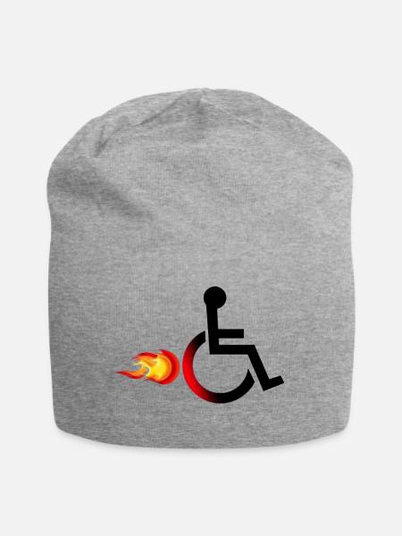 Rollstuhlfahrer mit Flammen # - Jersey-Beanie - Grau meliert
