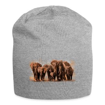 Eléphants - Bonnet en jersey - gris chiné - Devant