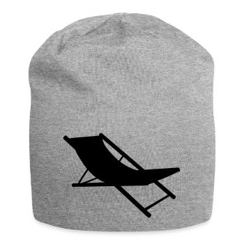 silhouette lounge chair beach chair holiday holidays st - Jersey Beanie - heather grey - Front