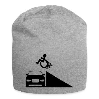 Rollstuhlfahrer springt über eine Rampe # - Jersey-Beanie - Grau meliert - Vorne