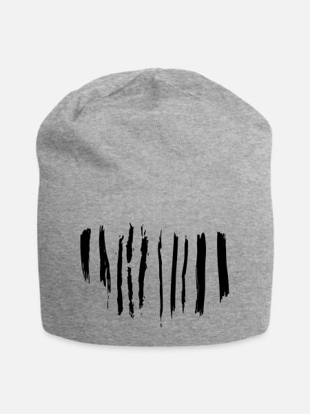 Schwarz-weiße Pinselstriche - Jersey-Beanie - Grau meliert