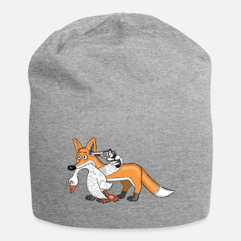 Fox with goose - Jersey Beanie - heather grey