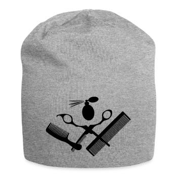 For hair salon with scissors - Jersey Beanie - heather grey - Front