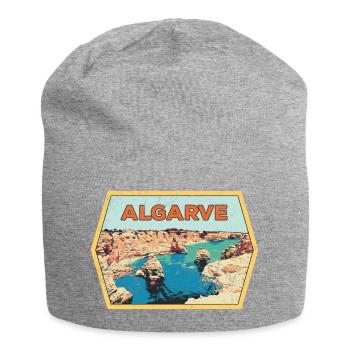 Badge retro, Algarve Portugal, plage été soleil - Bonnet en jersey - gris chiné - Devant