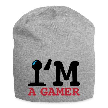 A Gamer Bold Typography - Jersey Beanie - heather grey - Front