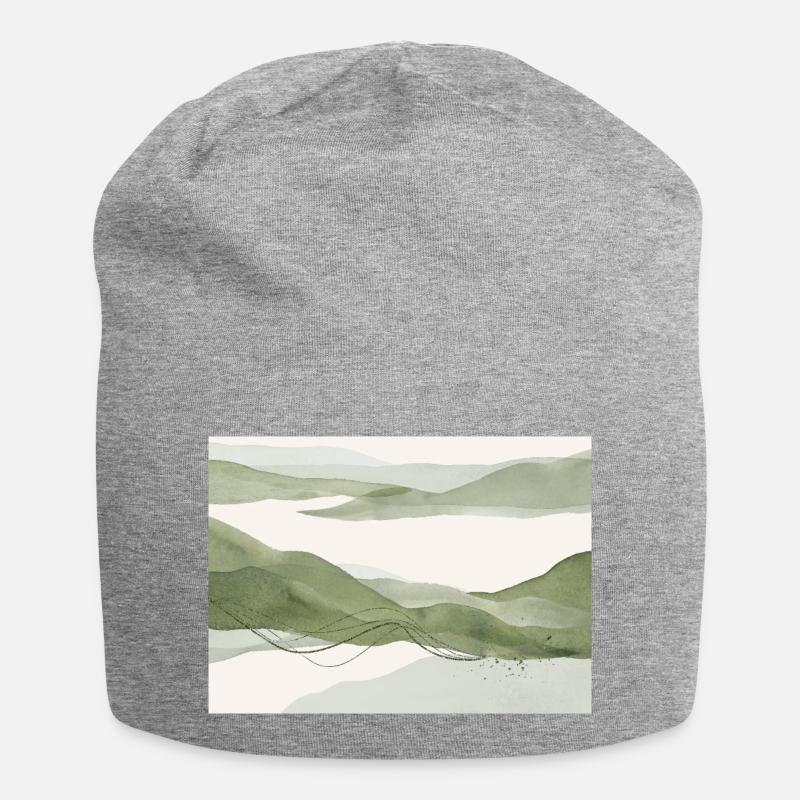 Sage Abstract Landscape - Jersey Beanie - heather grey