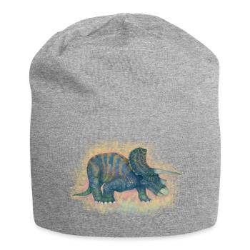 Gehörnte Dinosaurier - Jersey-Beanie - Grau meliert - Vorne