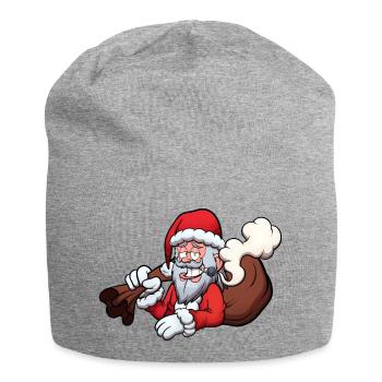 Weihnachtsmann raucht einen Joint - Jersey-Beanie - Grau meliert - Vorne