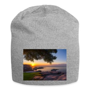 Coucher de soleil - Le silence au bord de la mer - Bonnet en jersey - gris chiné - Devant