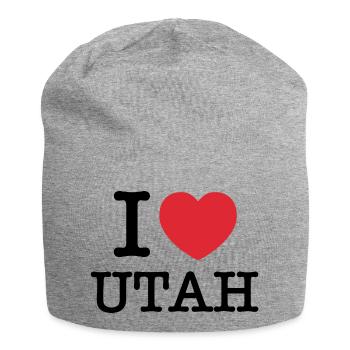 J’aime l’Utah | Utah | I Heart Utah - Bonnet en jersey - gris chiné - Devant