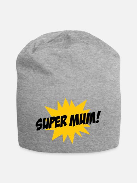 Super Mom - Mother's Day - Jersey Beanie - heather grey